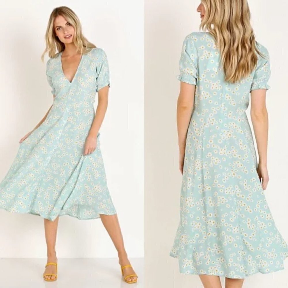 Faithfull The Brand Mejia Ari Zhoe Floral Print Midi Dress New Size 2 US/XS